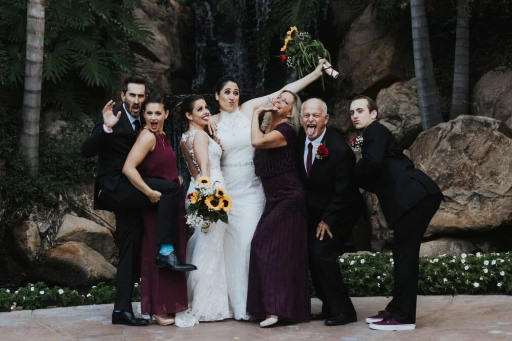 bride and groom with relatives