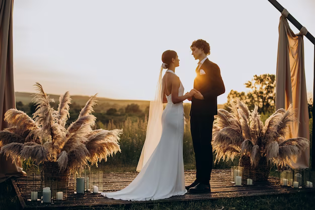 Bride and groom at a wedding ceremony