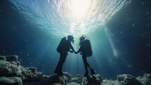 underwater couple