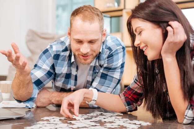 Couple Solving a Jigsaw Puzzle